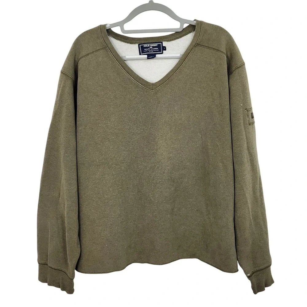 Vintage Polo Sport Ralph Lauren Knit Sweatshirt‎ Large Distressed Oversized Boxy